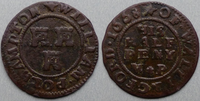 Wallingford, William Polhampton 1668 halfpenny Wallingford, William Polhampton 1668 halfpenny